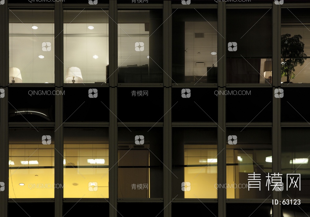 夜景玻璃反射高楼贴图下载【ID:63123】