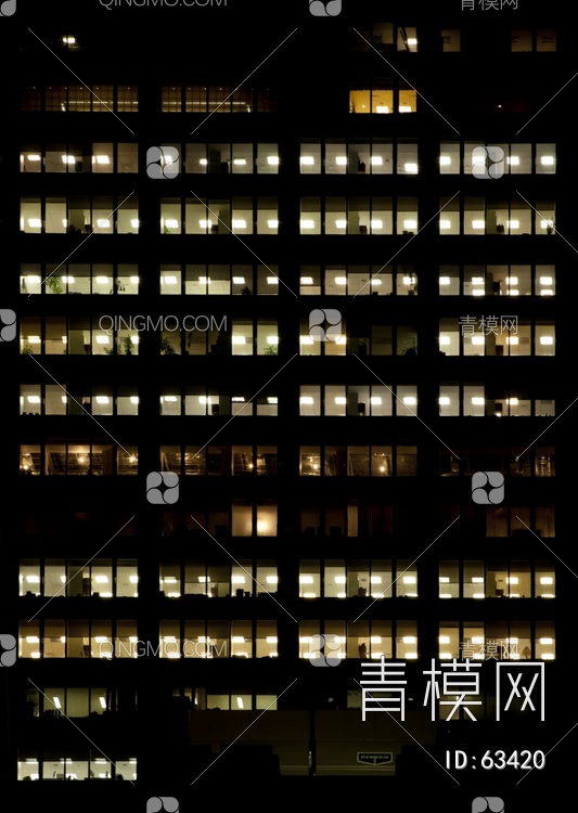 夜景玻璃反射高楼贴图下载【ID:63420】