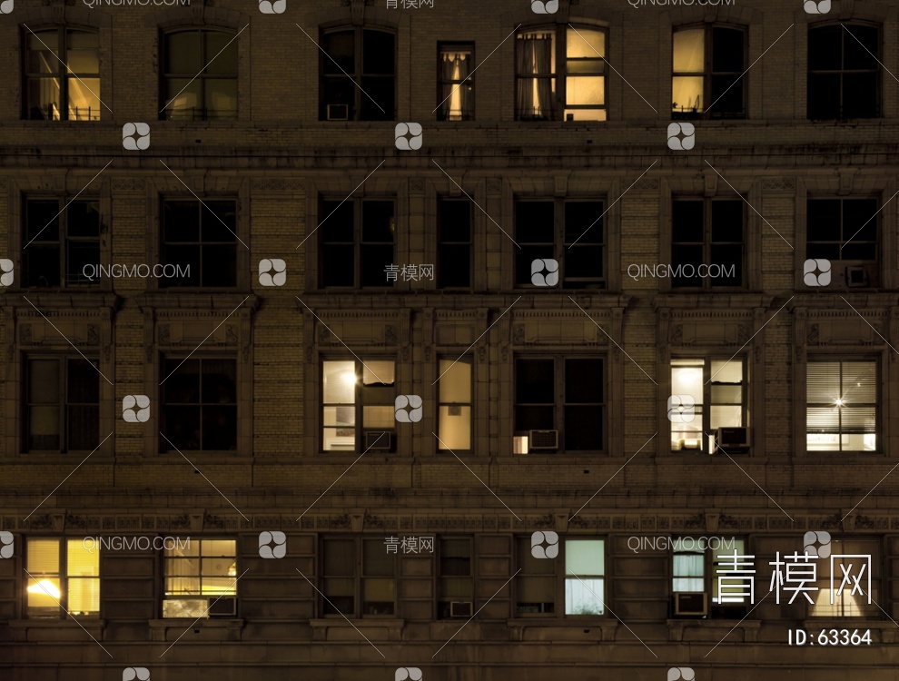 夜景玻璃反射高楼贴图下载【ID:63364】