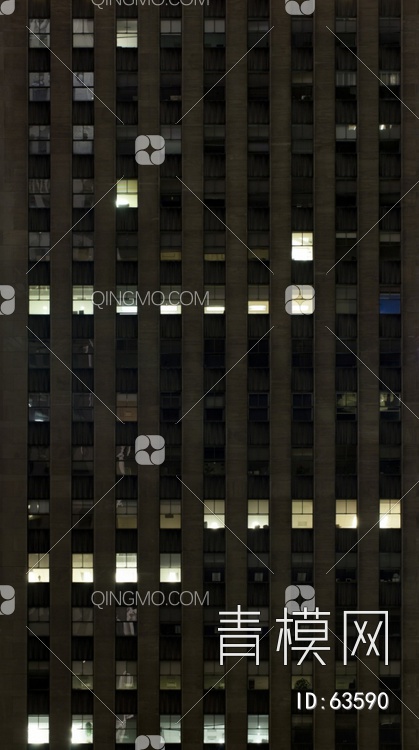夜景玻璃反射高楼贴图下载【ID:63590】