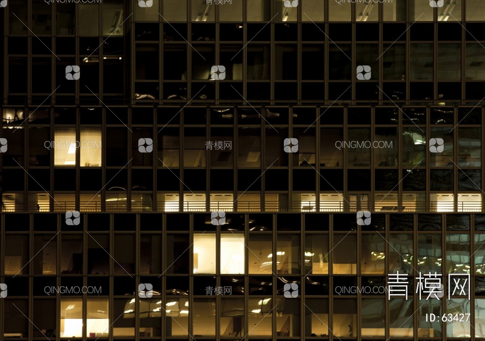 夜景玻璃反射高楼贴图下载【ID:63427】