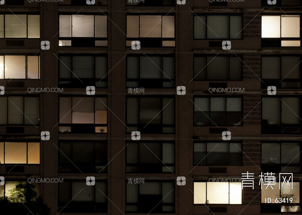 夜景玻璃反射高楼贴图下载【ID:63419】