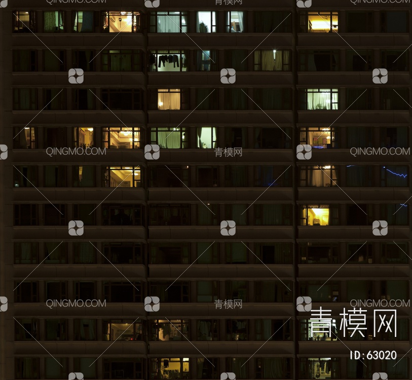 夜景玻璃反射高楼贴图下载【ID:63020】
