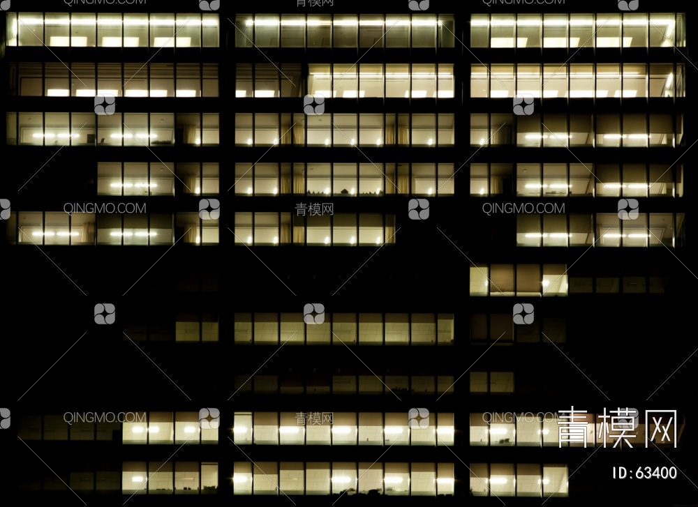 夜景玻璃反射高楼贴图下载【ID:63400】