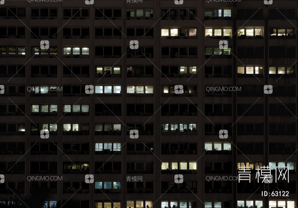 夜景玻璃反射高楼贴图下载【ID:63122】