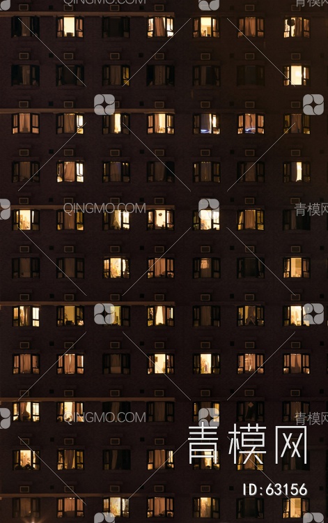 夜景玻璃反射高楼贴图下载【ID:63156】