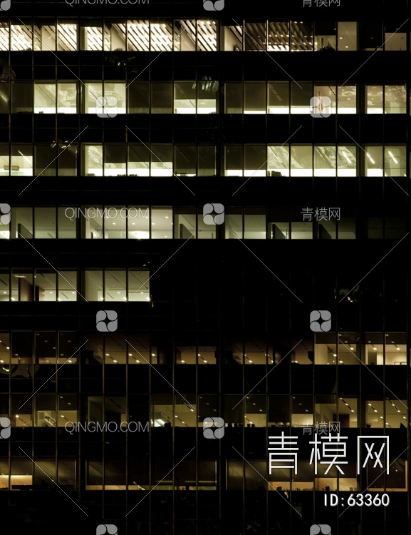 夜景玻璃反射高楼贴图下载【ID:63360】