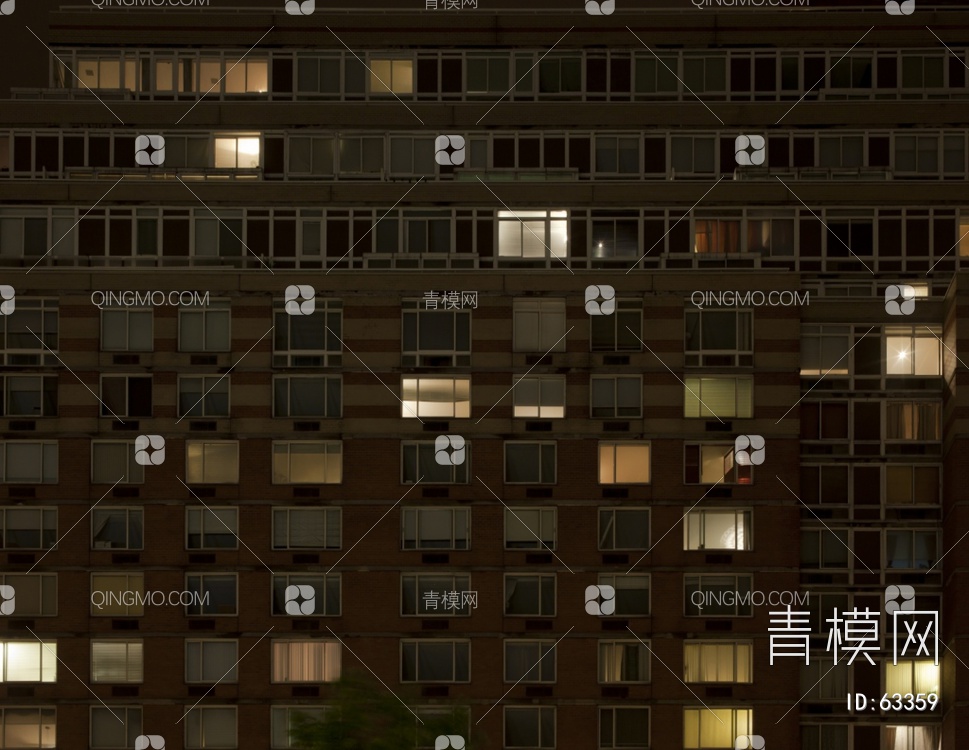 夜景玻璃反射高楼贴图下载【ID:63359】