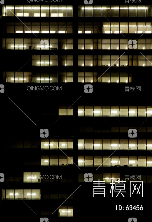 夜景玻璃反射高楼贴图下载【ID:63456】