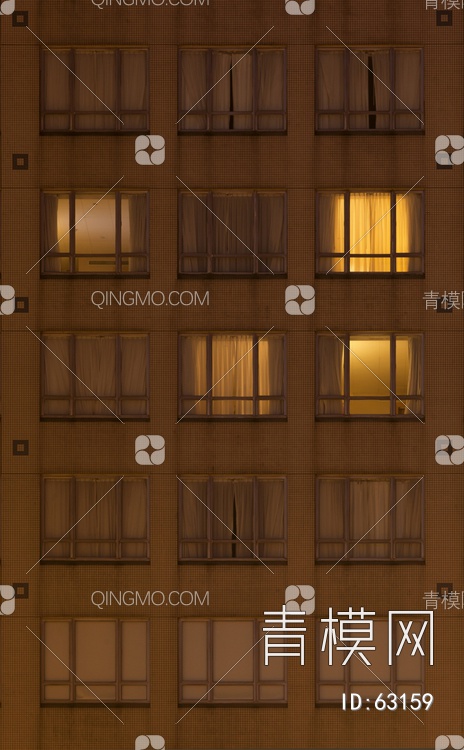 夜景玻璃反射高楼贴图下载【ID:63159】