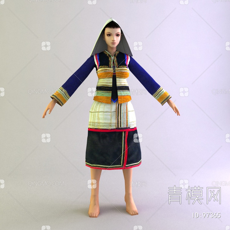基诺族女士服装3D模型下载【ID:97365】