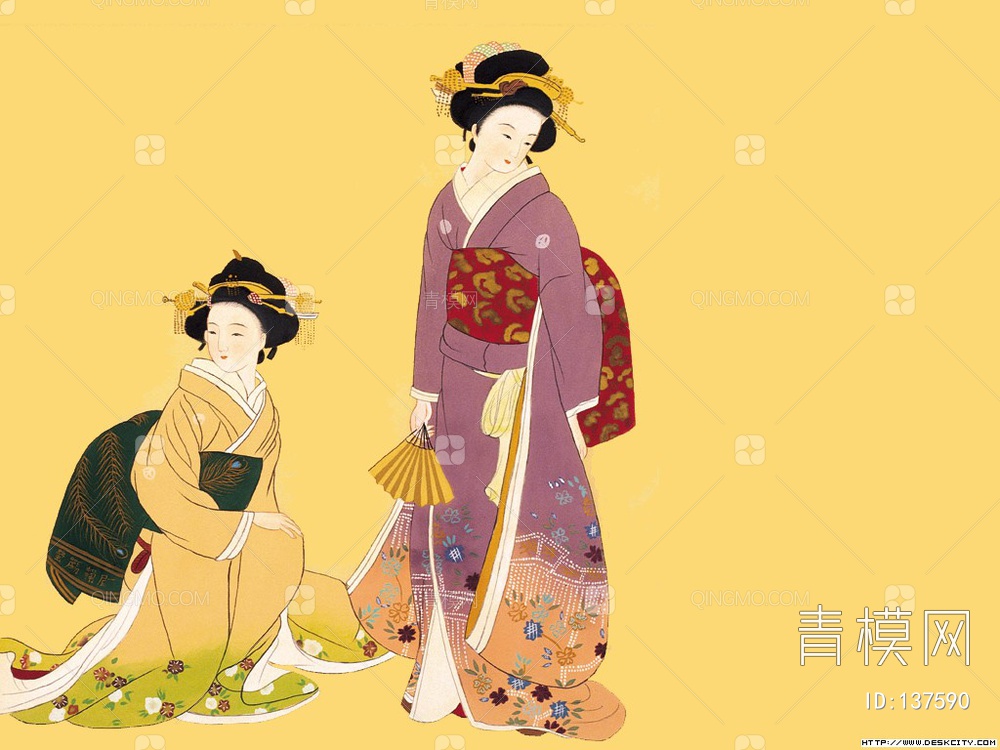 日本侍女和服贴图