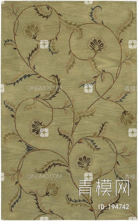 方形地毯植物图案地毯贴图下载【ID:194742】
