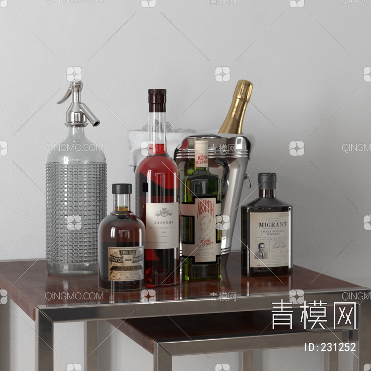 酒瓶组合3D模型下载【ID:231252】
