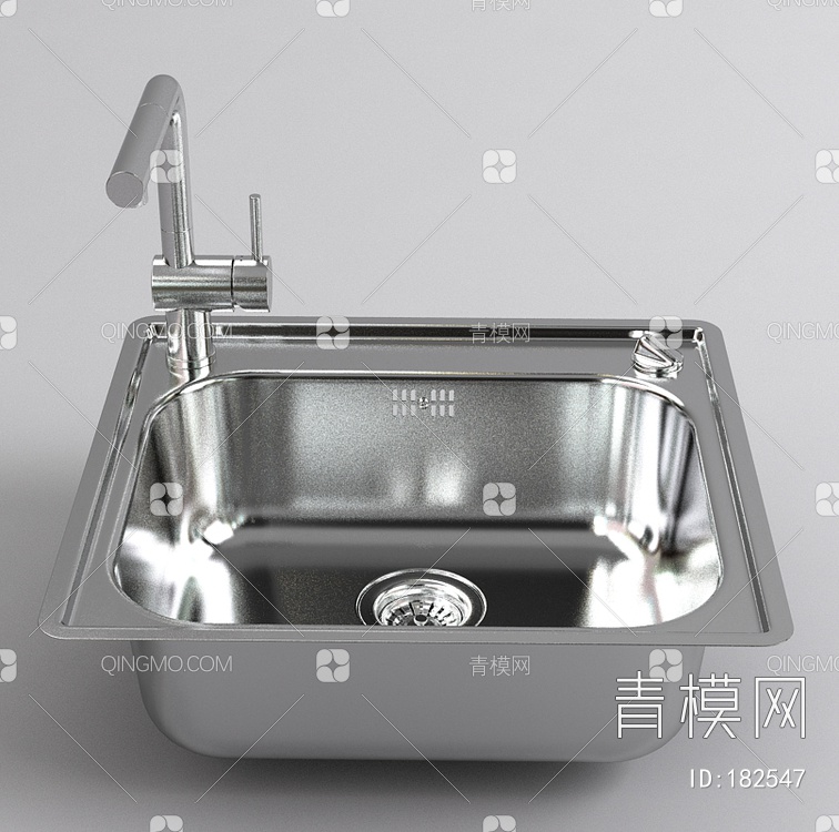 不锈钢洗菜盆3D模型下载【ID:182547】