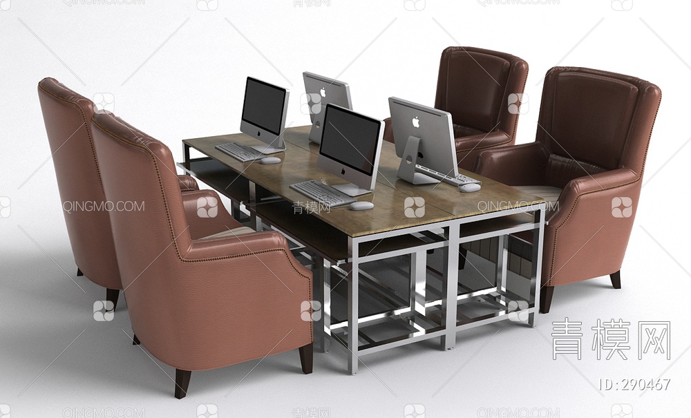 网吧桌椅组合3D模型下载【ID:290467】