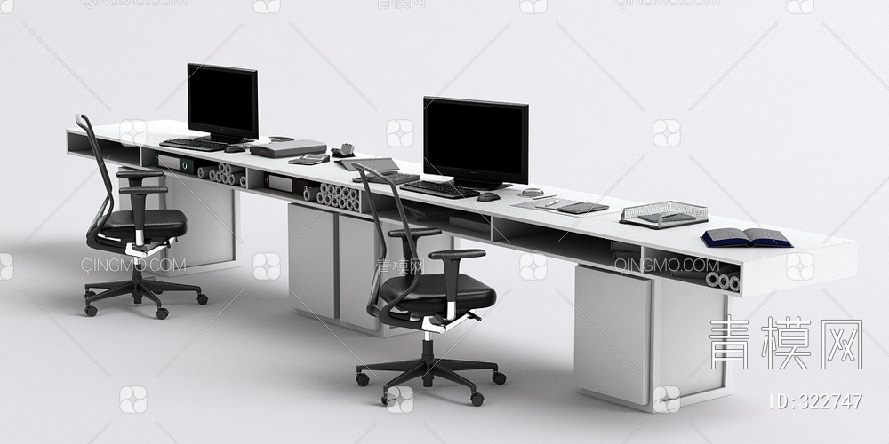 17年款办公桌椅组合3D模型下载【ID:322747】