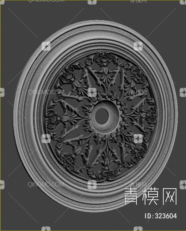 石膏圆顶雕花3D模型下载【ID:323604】