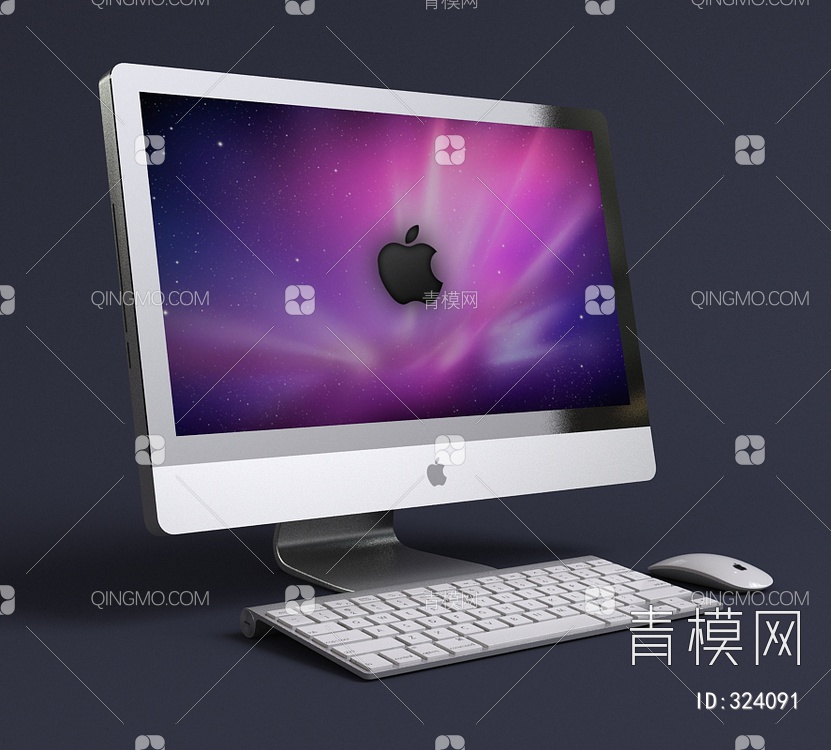 苹果电脑键盘鼠标3D模型下载【ID:324091】