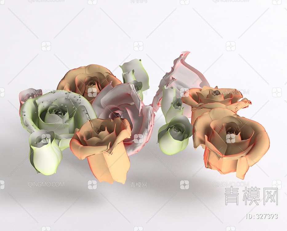 玫瑰花朵3D模型下载【ID:327393】