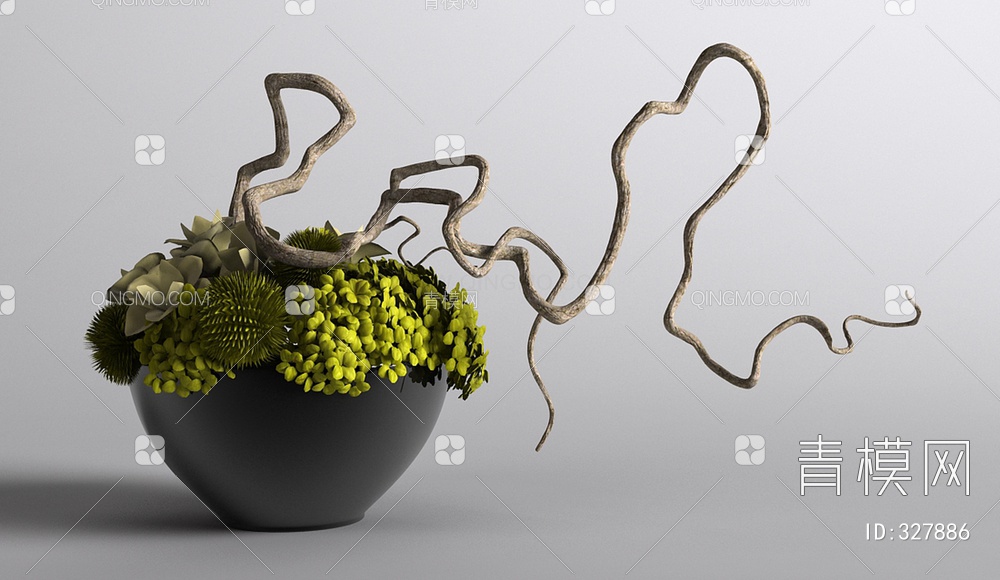 花盆盆景3D模型下载【ID:327886】