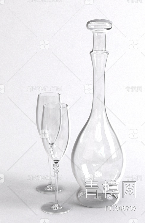 酒瓶酒杯3D模型下载【ID:308739】