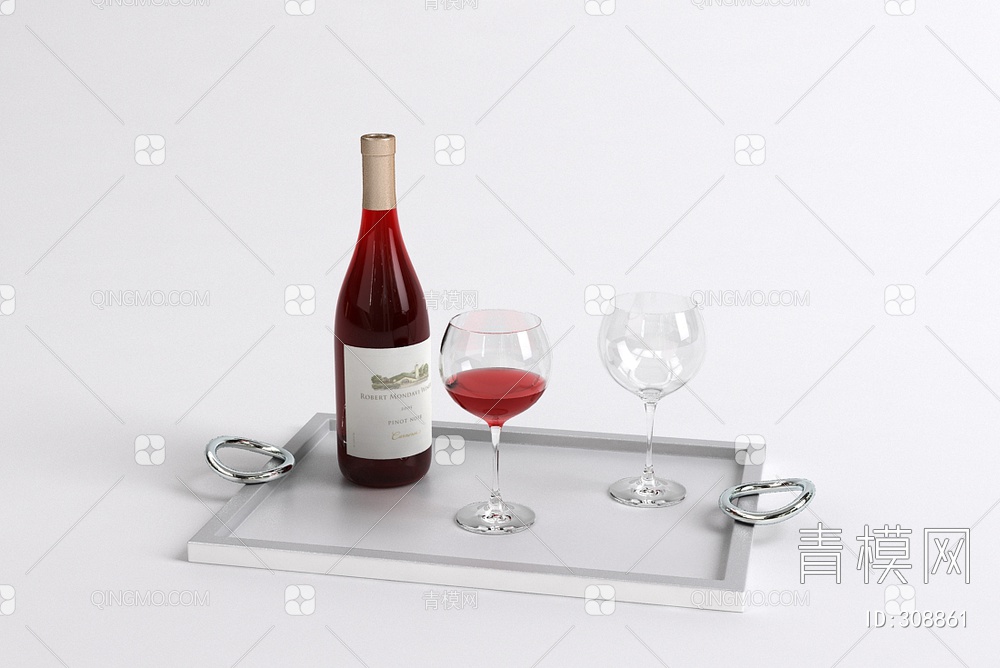 酒瓶酒杯3D模型下载【ID:308861】