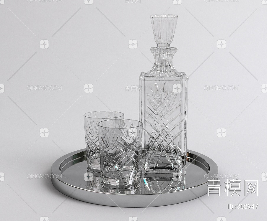 酒瓶酒杯3D模型下载【ID:308947】