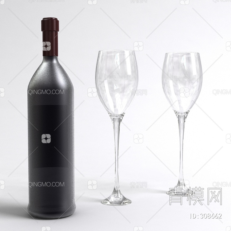 酒瓶酒杯3D模型下载【ID:308662】