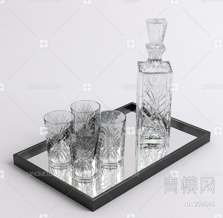 酒瓶酒杯3D模型下载【ID:308548】