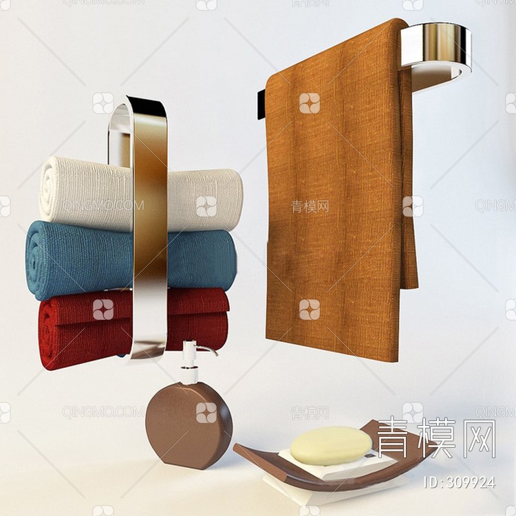 卫浴毛巾香皂组合3D模型下载【ID:309924】