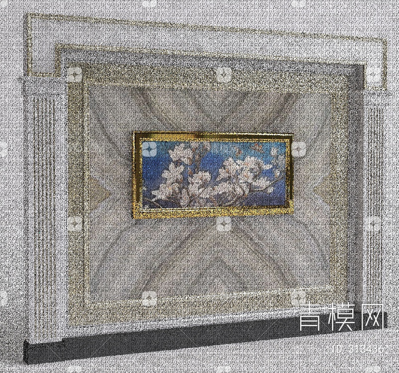壁画加形象墙3D模型下载【ID:313436】