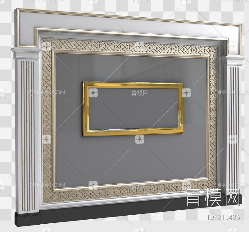 壁画加形象墙3D模型下载【ID:313436】