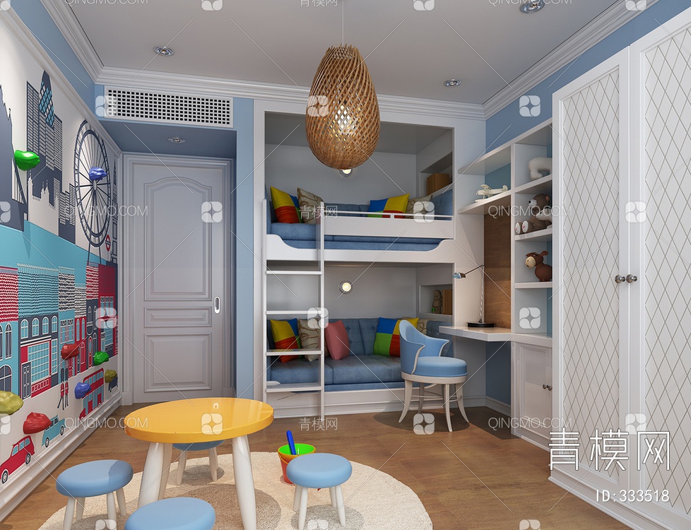 卧室空间  儿童房3D模型下载【ID:333518】