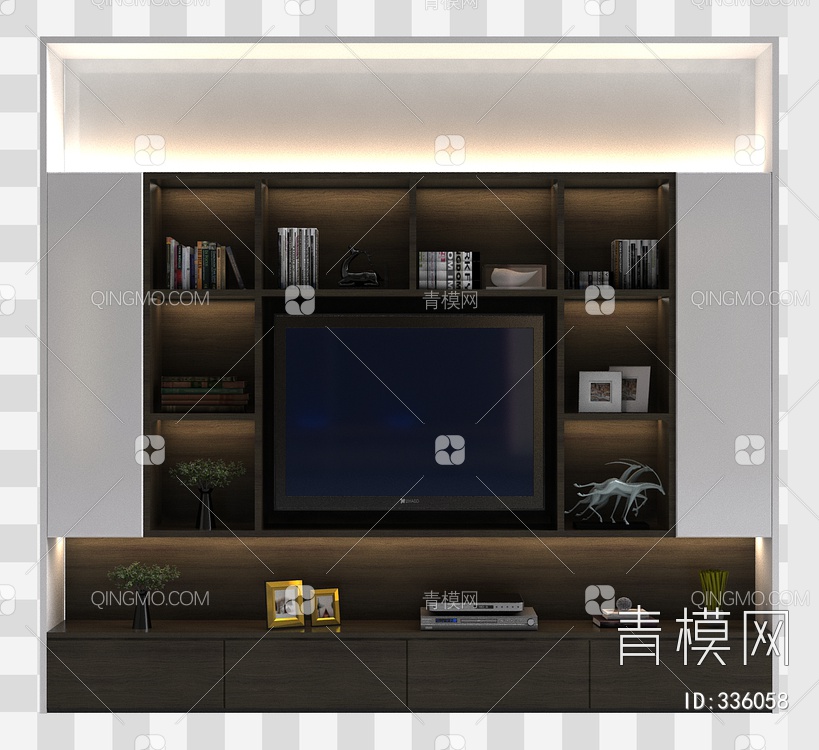 电视柜电视墙3D模型下载【ID:336058】