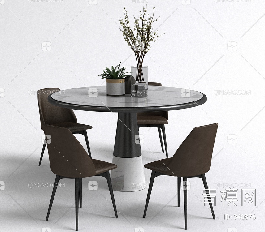 餐桌椅组合3D模型下载【ID:340876】