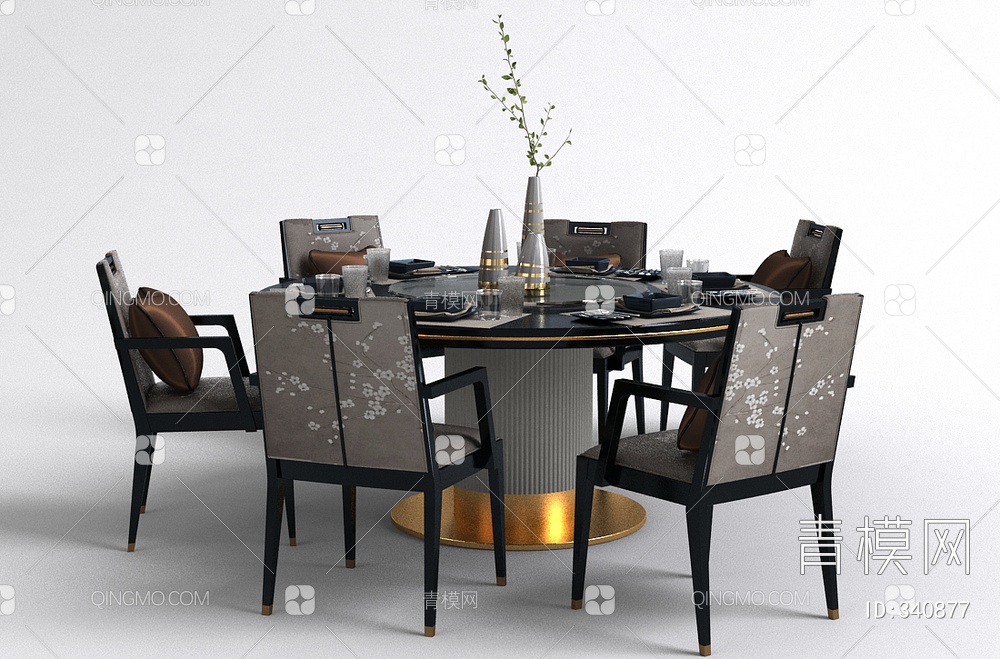 餐桌椅组合3D模型下载【ID:340877】