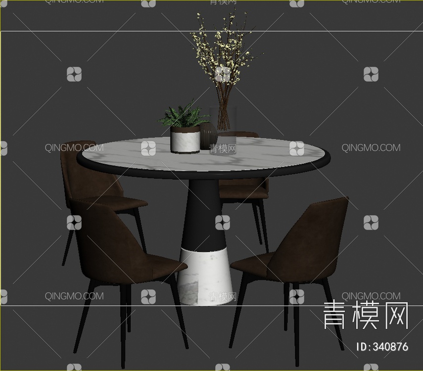餐桌椅组合3D模型下载【ID:340876】
