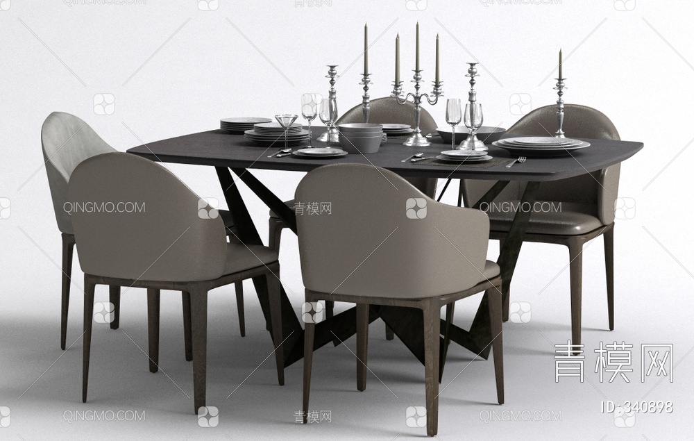 餐桌椅组合3D模型下载【ID:340898】