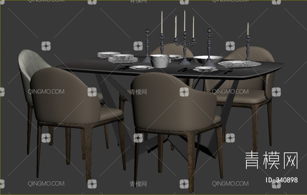 餐桌椅组合3D模型下载【ID:340898】