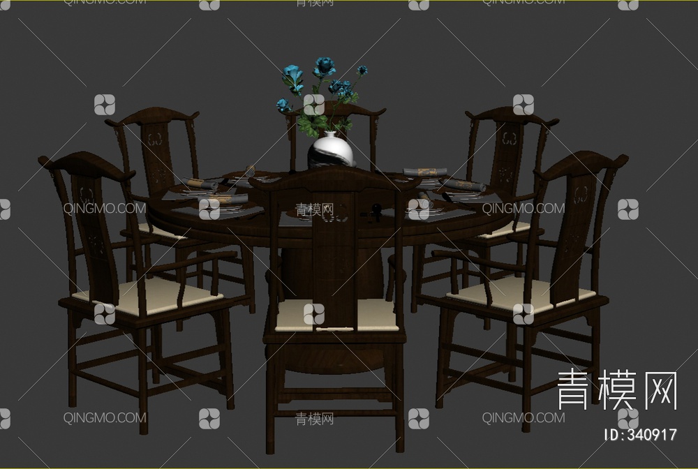 餐桌椅餐具组合3D模型下载【ID:340917】