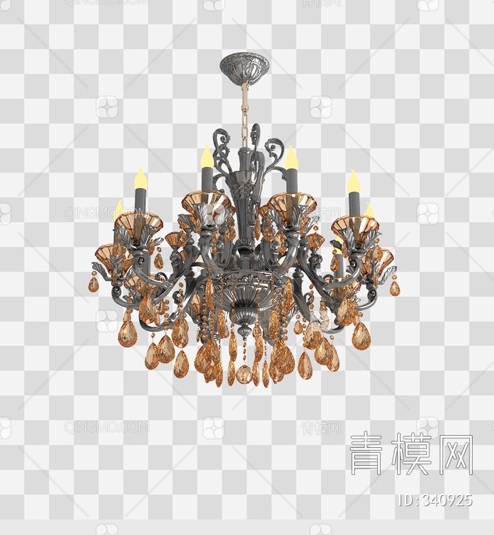 水晶烛头吊灯3D模型下载【ID:340925】