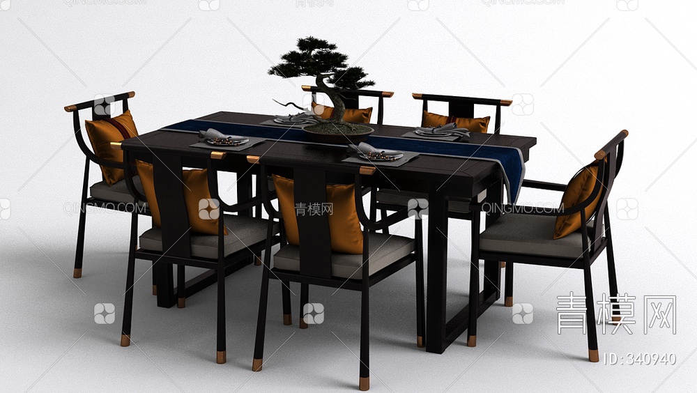 餐桌椅组合3D模型下载【ID:340940】