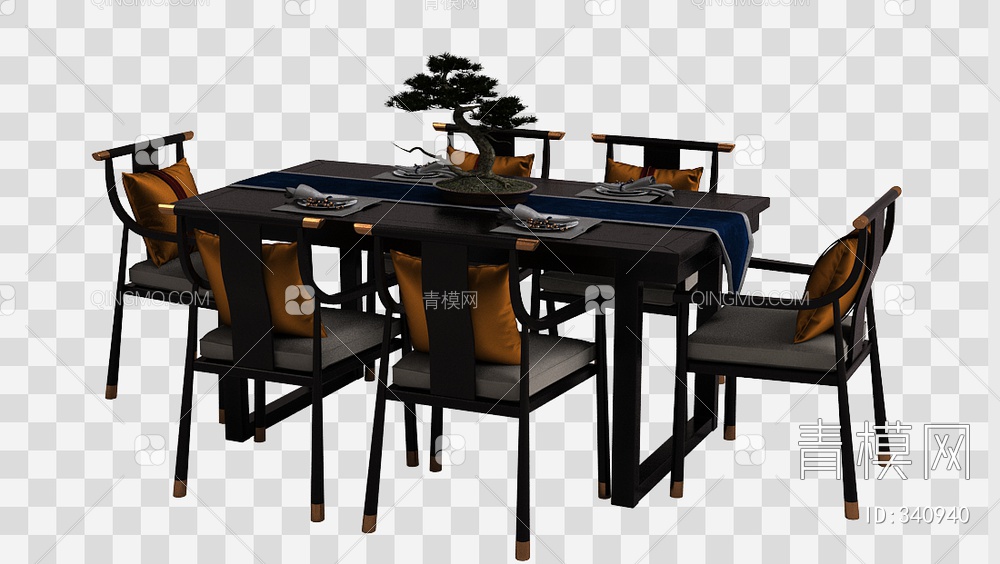 餐桌椅组合3D模型下载【ID:340940】
