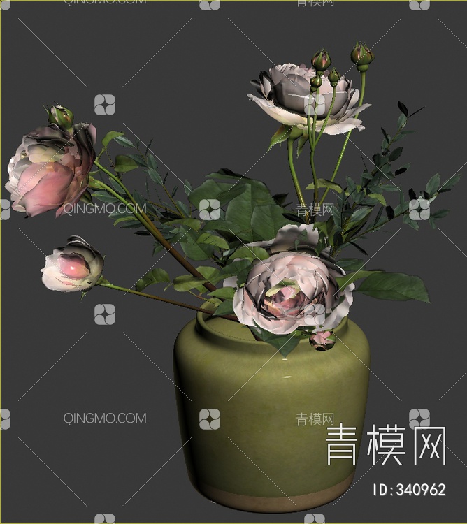 插花瓷器花瓶3D模型下载【ID:340962】