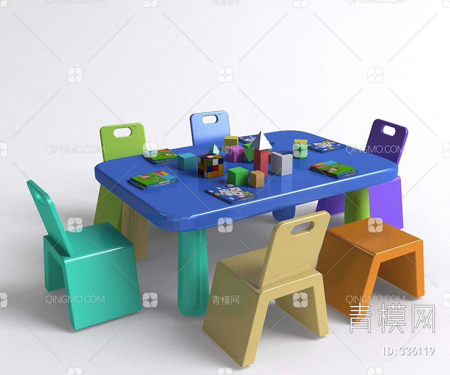 儿童积木桌椅组合3D模型下载【ID:336119】