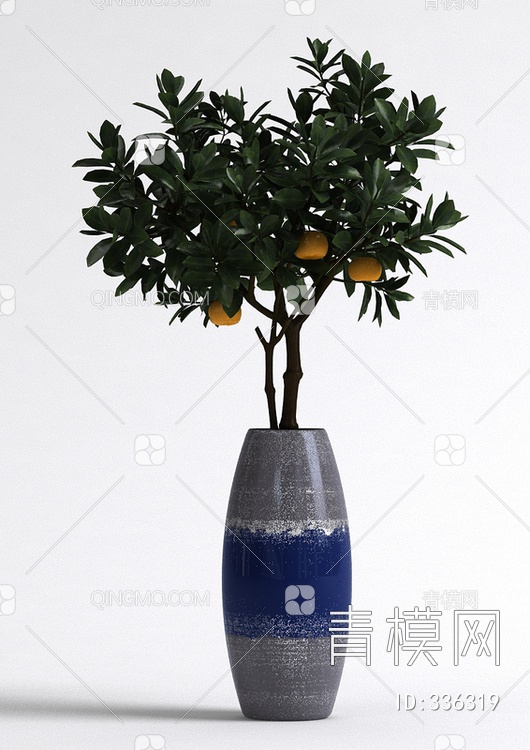 室内橘子树盆栽3D模型下载【ID:336319】