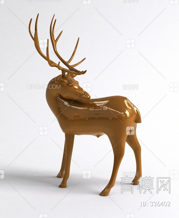 麋鹿雕塑3D模型下载【ID:336402】