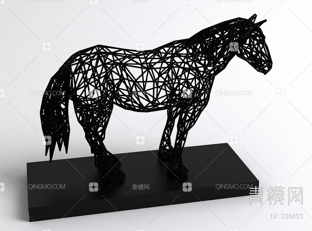 镂空小马雕塑3D模型下载【ID:336403】
