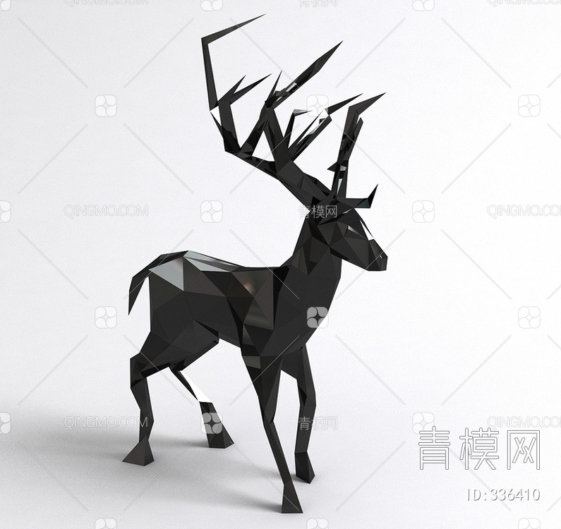 麋鹿雕塑3D模型下载【ID:336410】